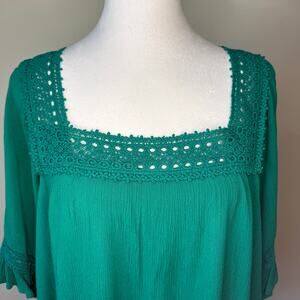 Maurices Square Neck Eyelet Trim Blouse - Women's XXL